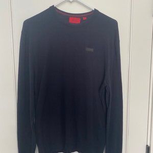Hugo Boss Men's size S Pullover Sweater Crew Neck Cotton Blend Blue Solid Athle